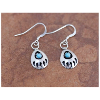 Navajo Turquoise Bear Paw Earrings