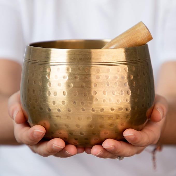 Meditative Himalayan Singing Bowl with Mallet and Cushion -Tibetan Sound Bowls for Energy Healing, Mindfulness, Grounding, Sleep - Exquisite Feng Shui Meditation Bowls 